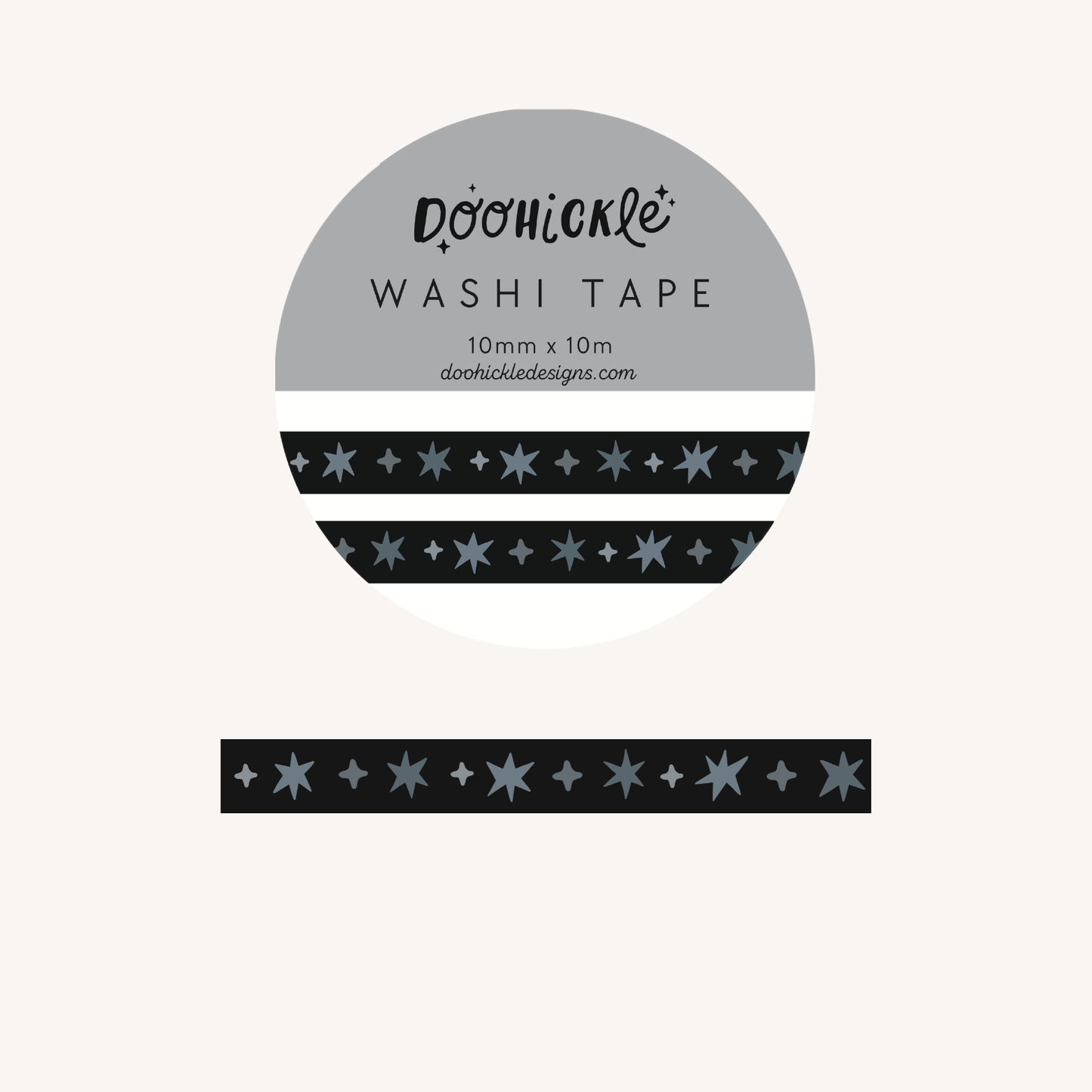 Noir Wonky Stars Small Washi Tape