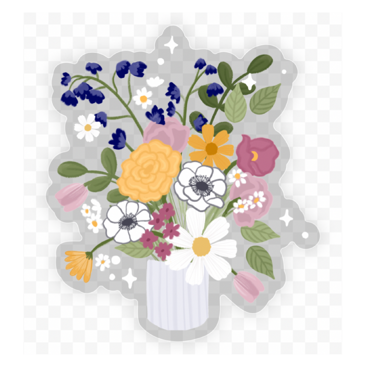 Wildflower Arrangement Clear Vinyl Sticker