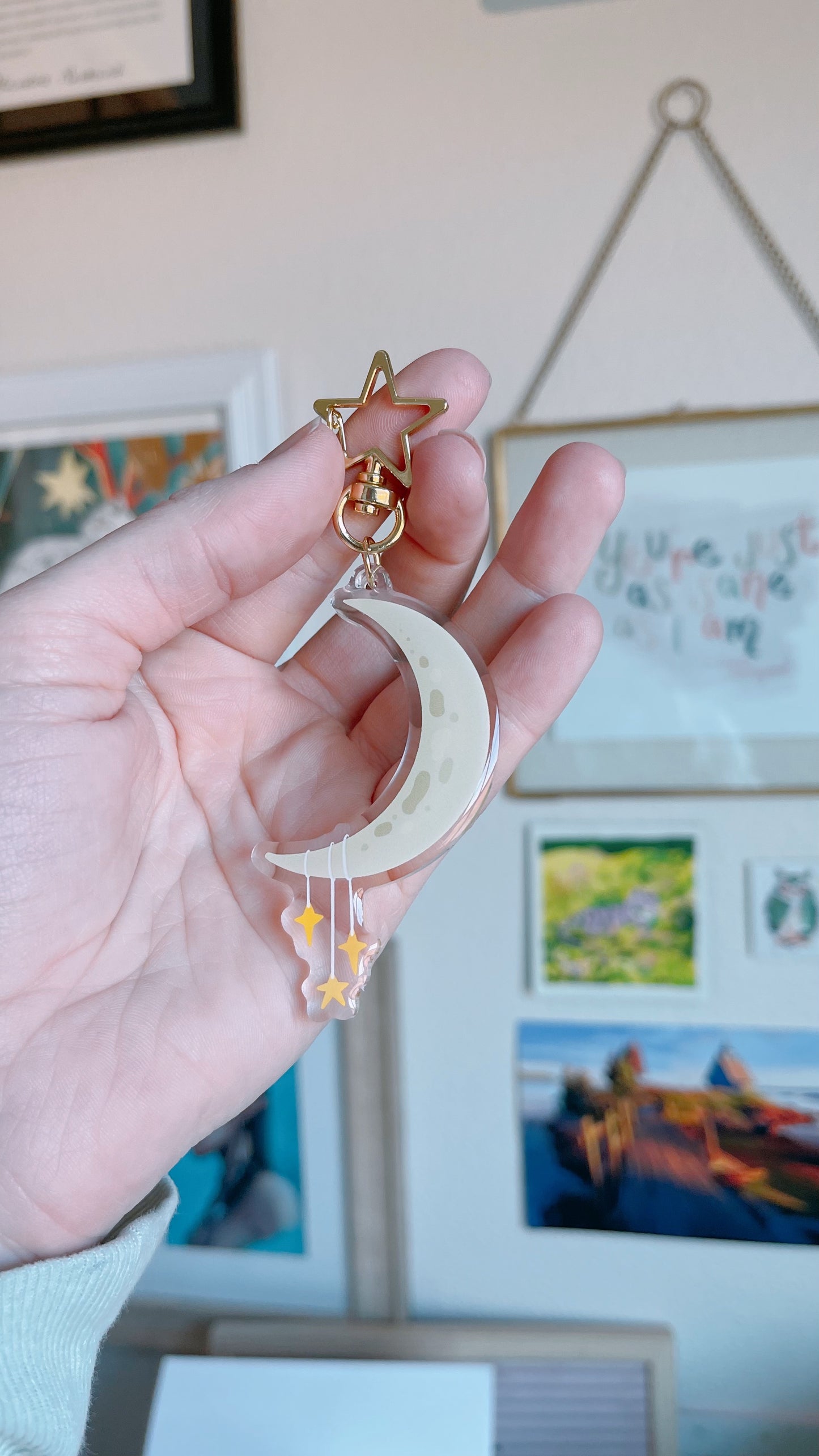 Moon Drop Acrylic Keychain w/ Star Clasp