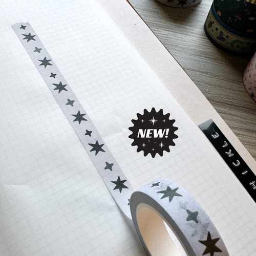 Grey Wonky Stars Small Washi Tape