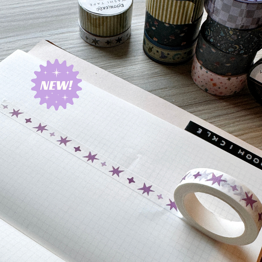 Purple Wonky Stars Small Washi Tape