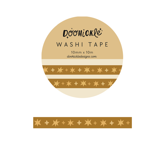 Yellow Ochre Wonky Stars Small Washi Tape