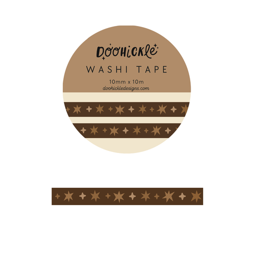 Mocha Brown Wonky Stars Small Washi Tape