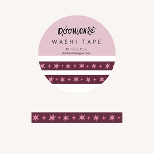 Magenta Wonky Stars Small Washi Tape