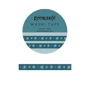 Aqua Blue Wonky Stars Small Washi Tape
