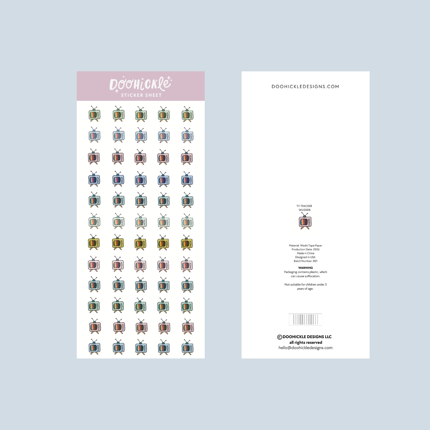 TV Tracker Washi Sticker Sheet TN Size