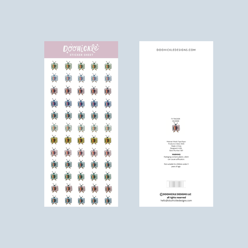 TV Tracker Washi Sticker Sheet TN Size
