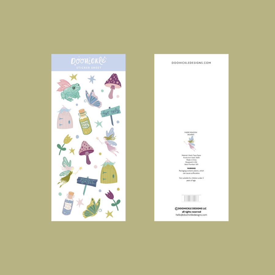 Faerie Meadow Washi Sticker Sheet TN Size