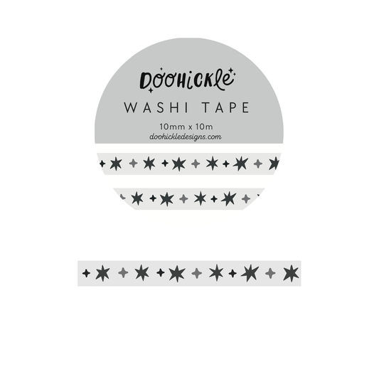 Grey Wonky Stars Small Washi Tape