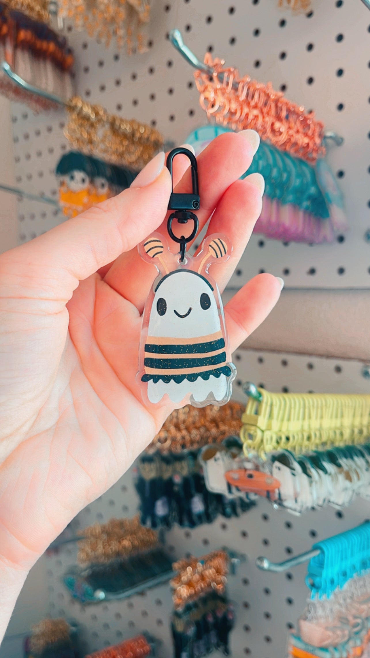 Boo-Bee Acrylic Keychain w/ Black Clasp