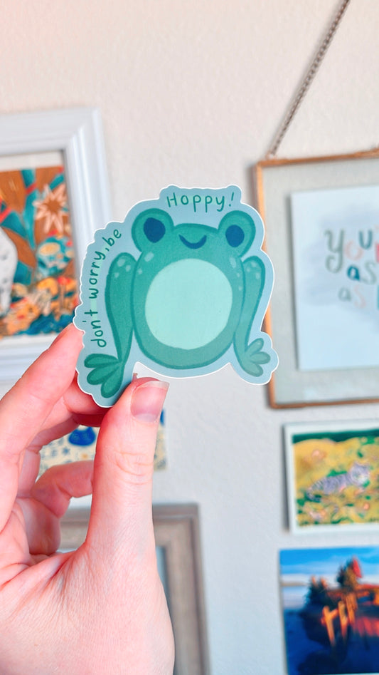 Don’t Worry Be Hoppy (Froggie) Vinyl Sticker