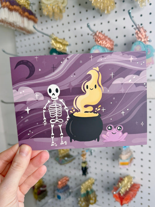 Midnight Skeleton Postcard (Silk Touch)