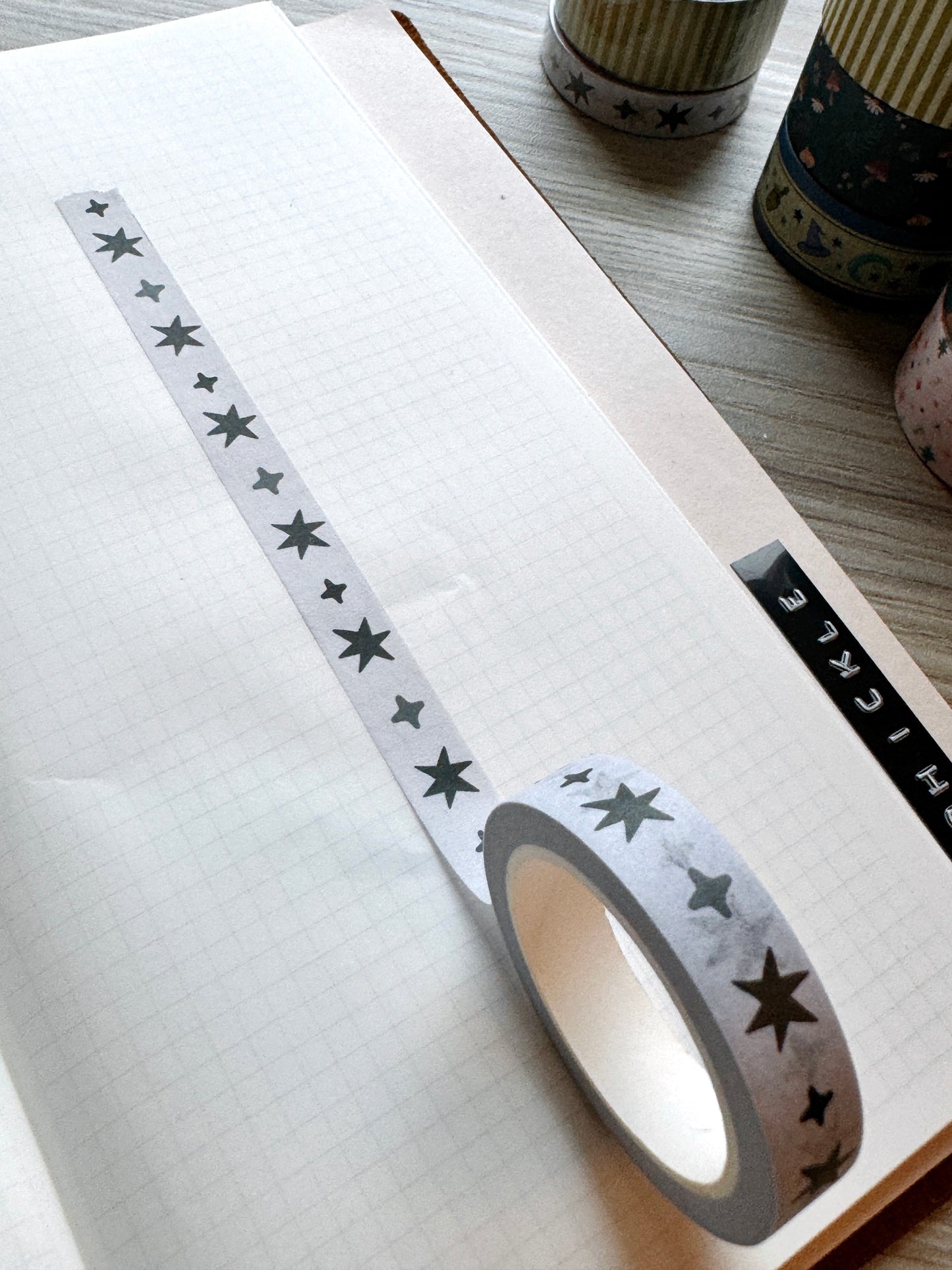 Grey Wonky Stars Small Washi Tape