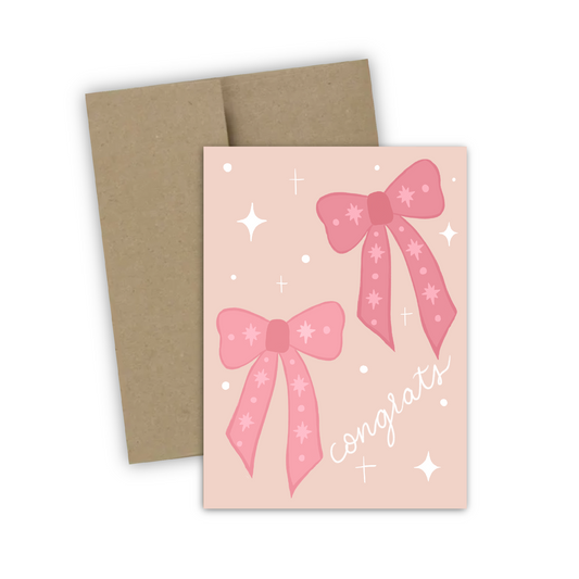 Coquette Bow Congrats Greeting Card (single w/envelope)