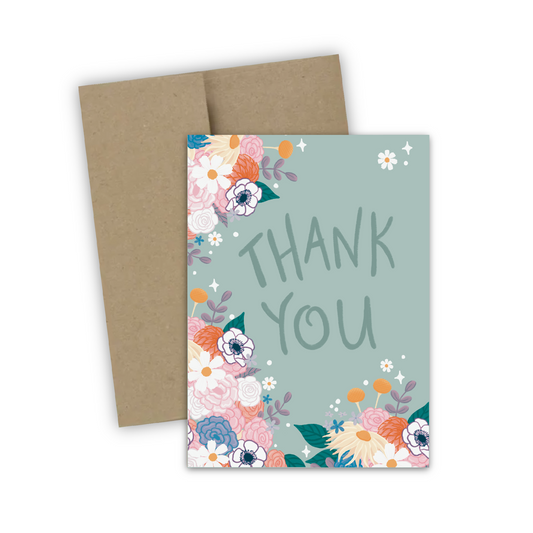 Celeste Romantic Wildflower Thank You Greeting Card (single w/envelope)