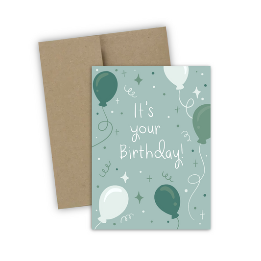 It’s Your Birthday Aqua Balloons Greeting Card