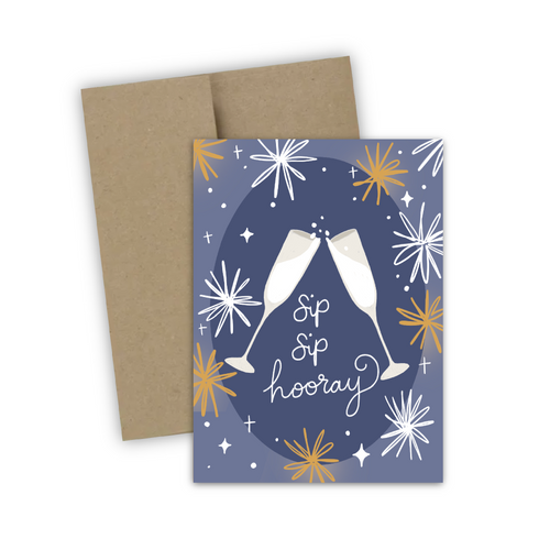 Sip Sip Hooray Greeting Card (single w/envelope)