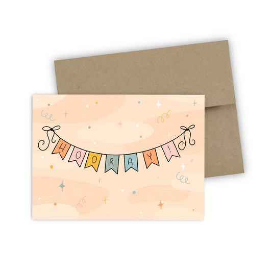Hooray Banner Greeting Card (single w/envelope)