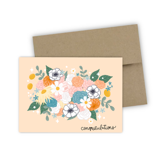 Romantic Wildflower Congratulations Greeting Card (single w/envelope)