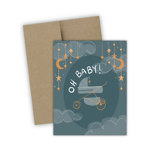 Oh Baby! Navy Greeting Card (single w/envelope)