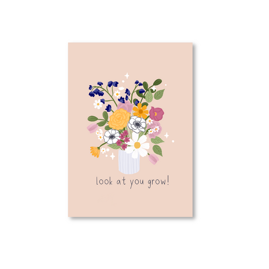 Look at You Grow Wildflower Arrangement Postcard (Silk Touch)