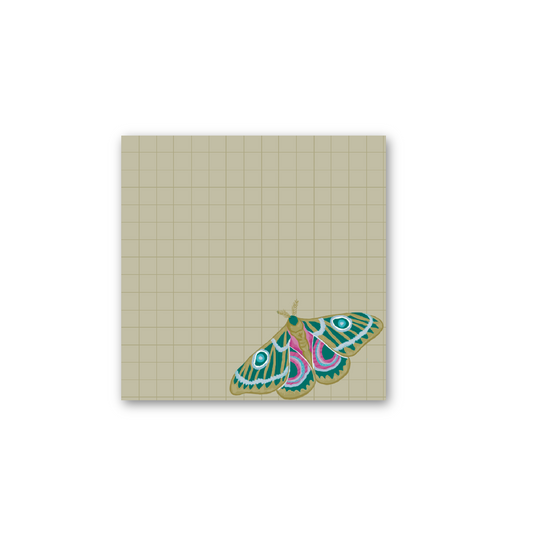 Teal Moth Grid Sticky Note (single)