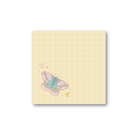 Moth Yellow Grid Sticky Note (single)