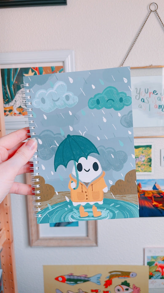 Raina the Rainstorm Ghostie - Reusable Sticker Collecting Spiral Notebook