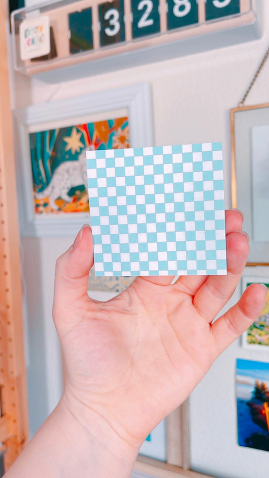 Dusty Blue Checkered Sticky Note (single)