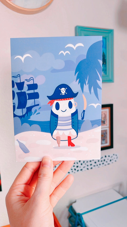 Crew the Pirate Ghostie Postcard (Silk Touch)