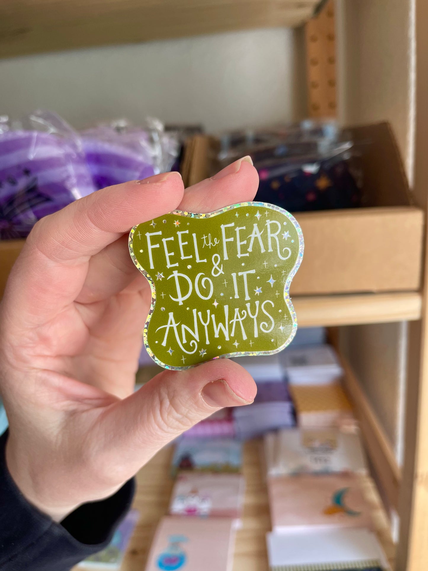 Feel the Fear Holographic Small Vinyl Sticker