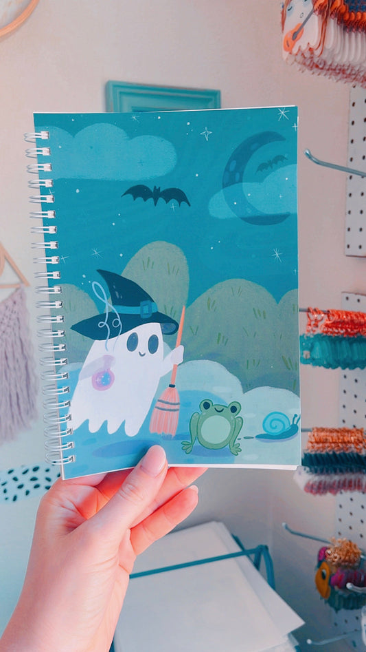 Ghostie Witch and Friends - Reusable Sticker Collecting Spiral Notebook