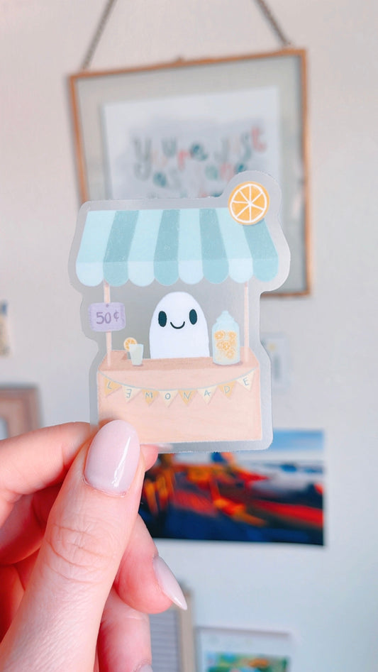 Lemonade Stand Ghostie (CLEAR) Vinyl Sticker