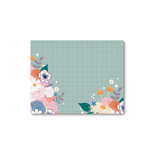 Light Blue Romantic Wildflower Grid Large Sticky Note (single)