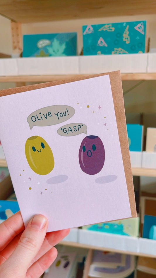SMALL Olive You! Greeting Card (single w/envelope)