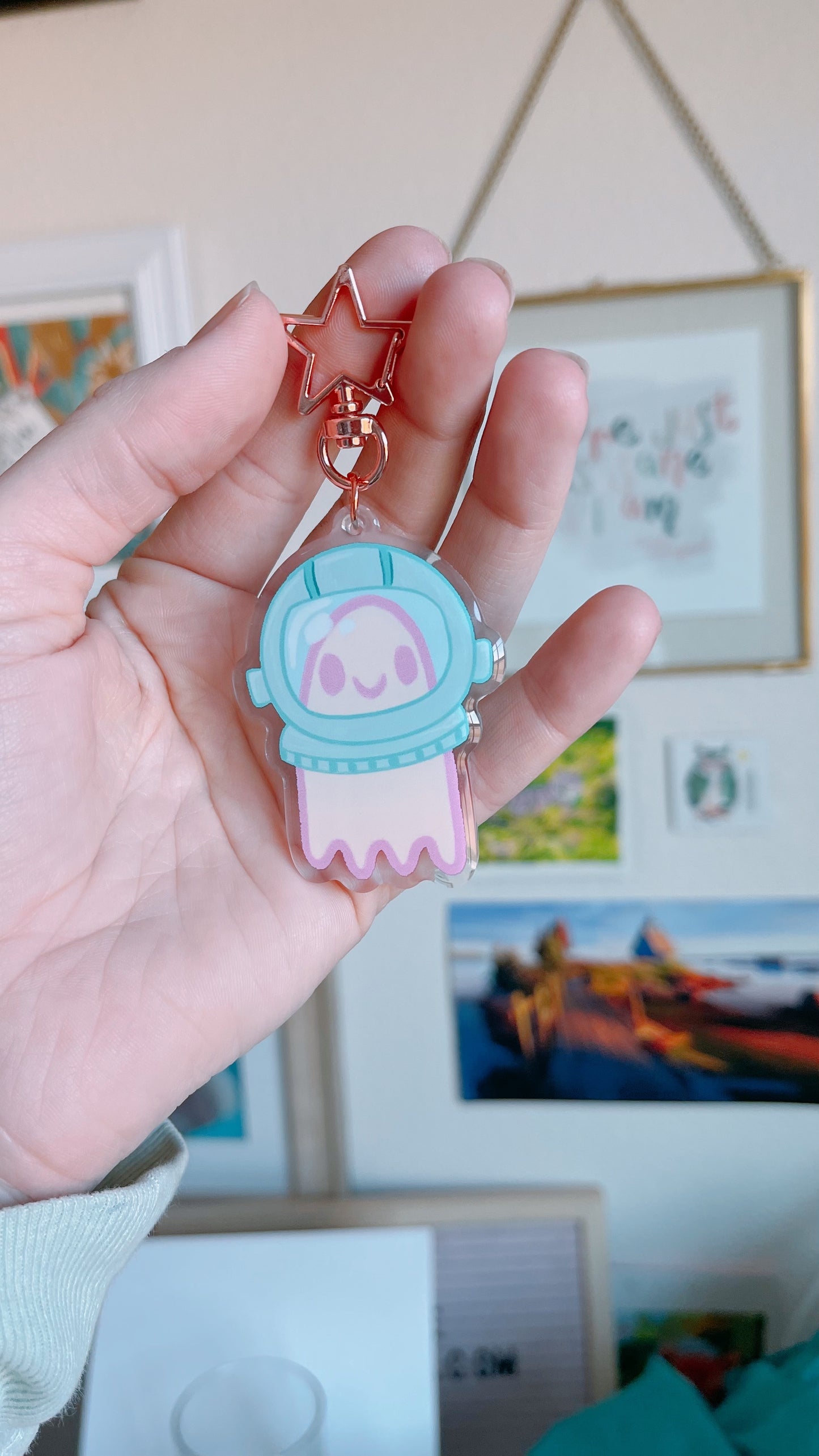 AstroGhostie Acrylic Keychain w/ Star Clasp