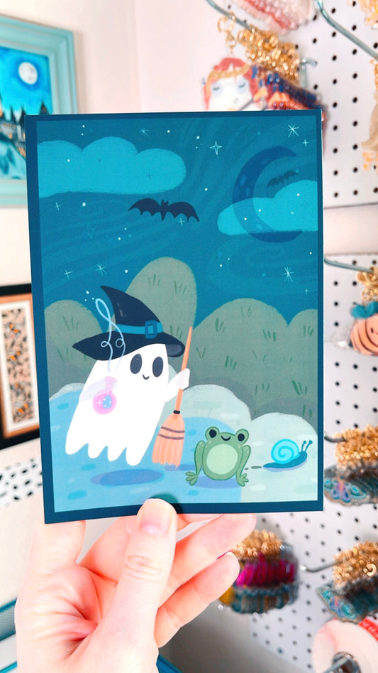 Ghostie Witch + Friends Postcard (Silk Touch)