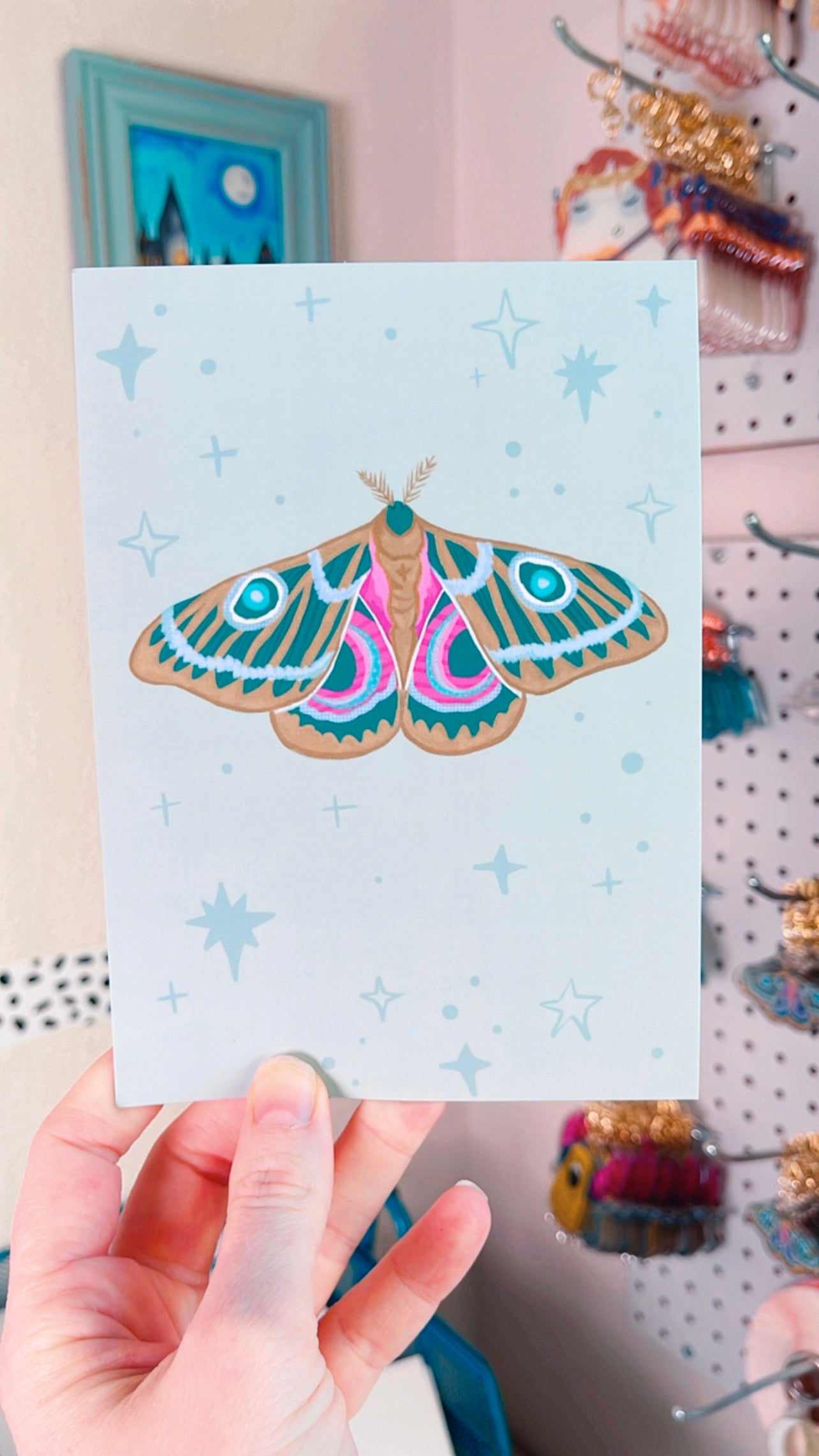 Teal Moth Postcard (Silk Touch)