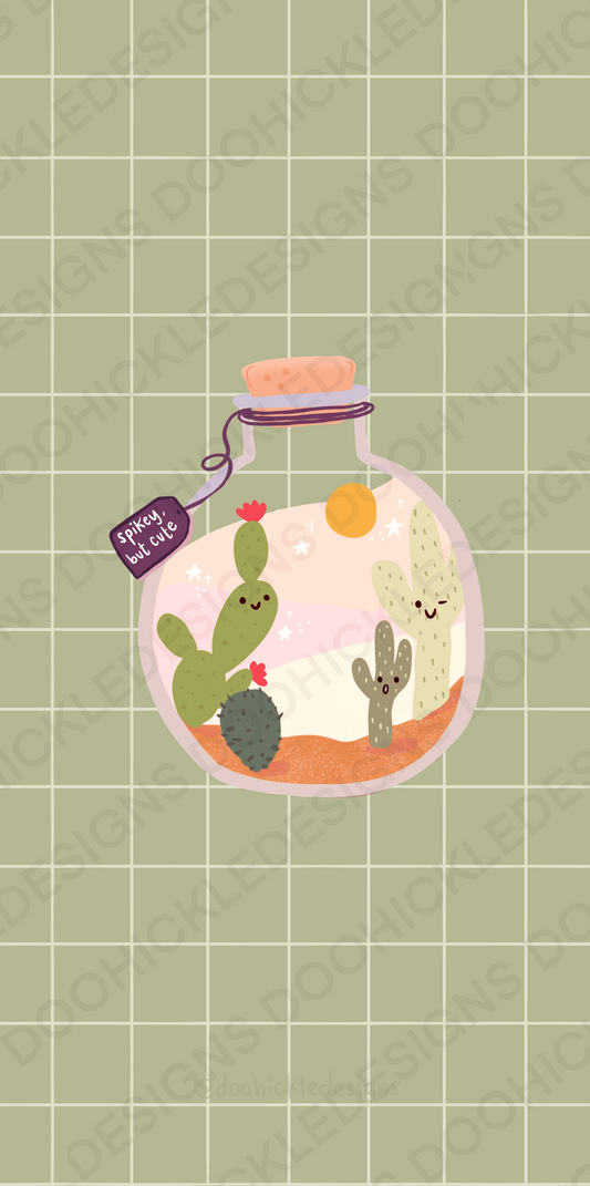 [Digital Download] Cacti in a Jar Phone Background