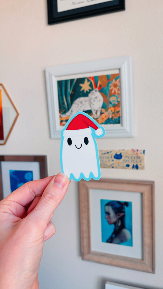 Ghostie Santa Vinyl Sticker