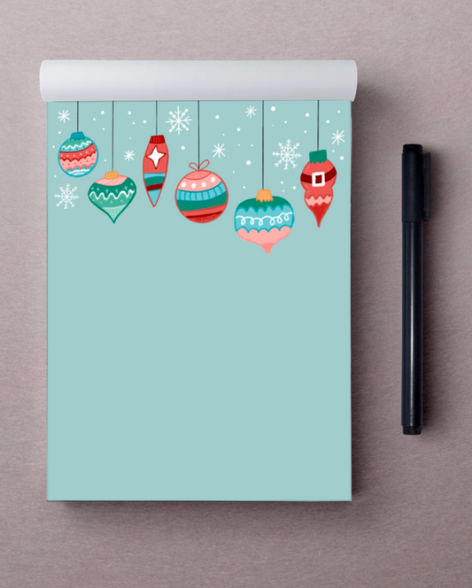 Holiday Ornaments Open-Layout Grid Notepad