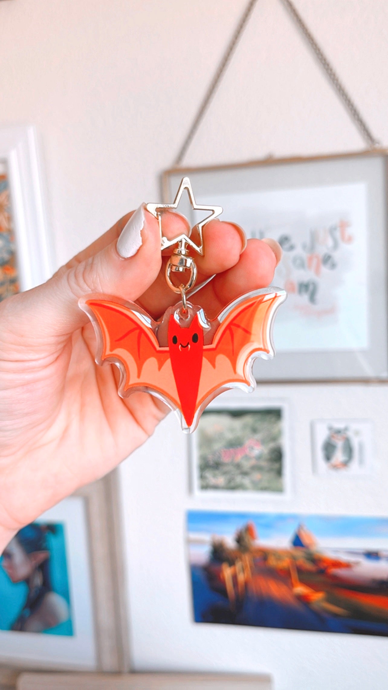 Batty (DOUBLE SIDED) Acrylic Keychain w/ Star Clasp